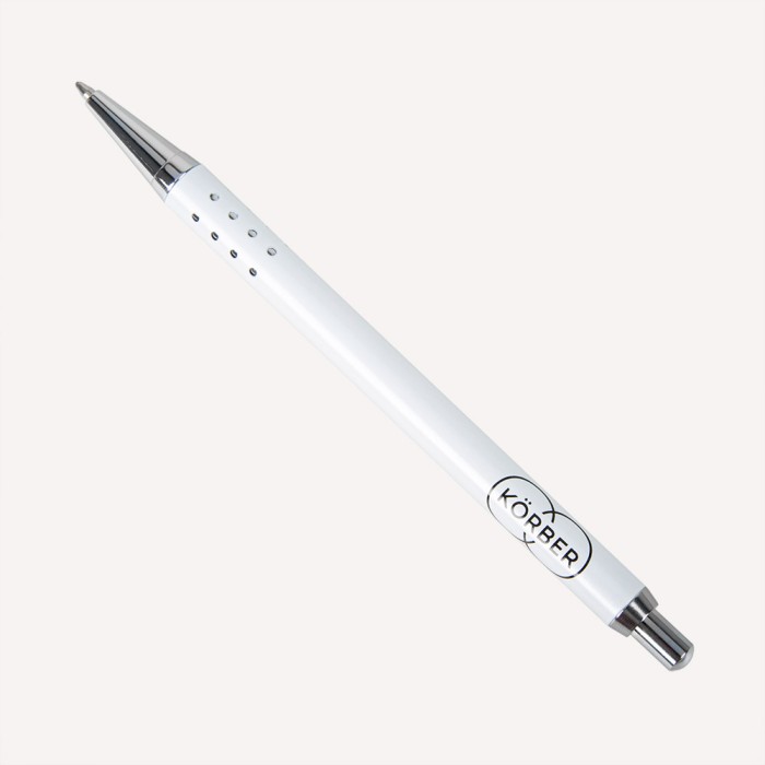 Druckkugelschreiber Metall, weiß