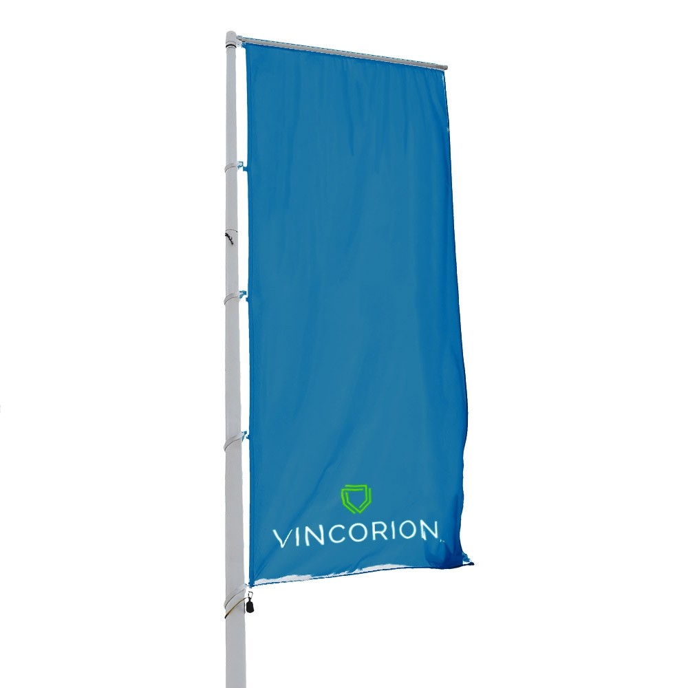 Hochformatflagge mit Auslegerfunktion