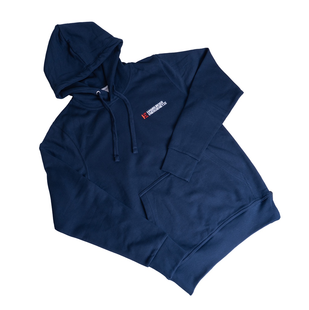 Kapuzenpullover blau, Unisex mit Stick