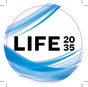 Aufkleber LIFE2035 rund (Bogen á 6 Stck)